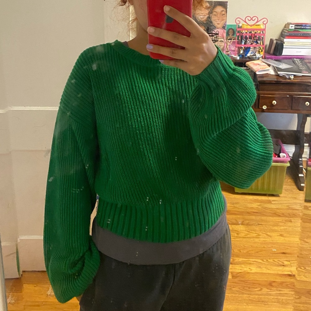 Green knit sweater